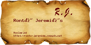 Rontó Jeremiás névjegykártya